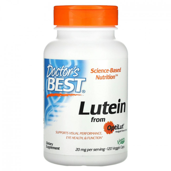 Doctor's Best, лютеин из OptiLut, 10 мг, 120 растительных капсул