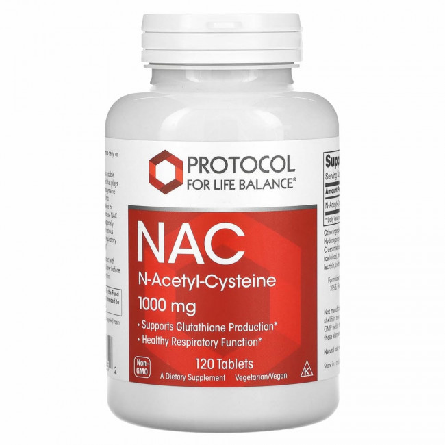 Protocol for Life Balance, NAC, 1000 мг, 120 таблеток Protocol for Life Balance, NAC, 1000 мг, 120 таблеток