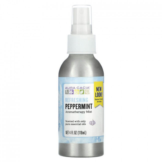 Aura Cacia, Мист для дома и тела, освежающая мята перечная, 4 жидких унции (118 мл)