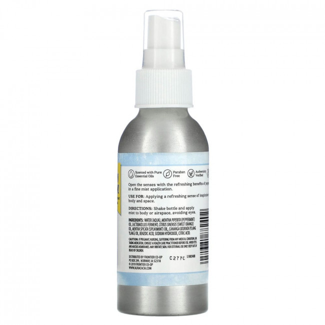 Aura Cacia, Мист для дома и тела, освежающая мята перечная, 4 жидких унции (118 мл)