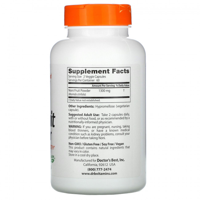 Doctor's Best, порошок плодов нони, 650 мг, вегетарианских капсул Doctor's Best, порошок плодов нони, 650 мг, вегетарианских капсул