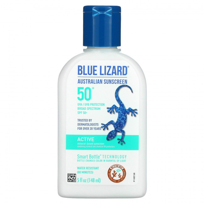 Blue Lizard Australian Sunscreen, Active, солнцезащитный лосьон на минеральной основе с SPF 50+, 148 мл (5 жидк. унций) Blue Lizard Australian Sunscreen, Active, солнцезащитный лосьон на минеральной основе с SPF 50+, 148 мл (5 жидк. унций)
