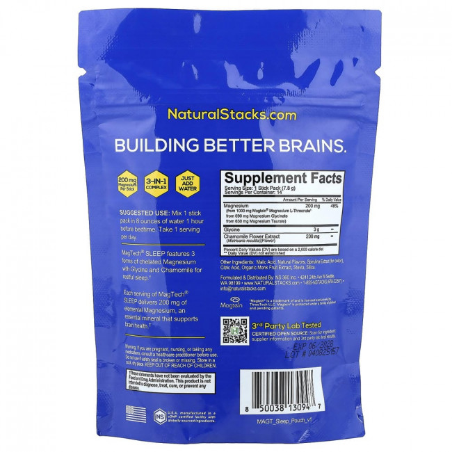 Natural Stacks, Magtech® Sleep, Лаванда и ягоды, 14 пакетиков по 7,8 г каждый.