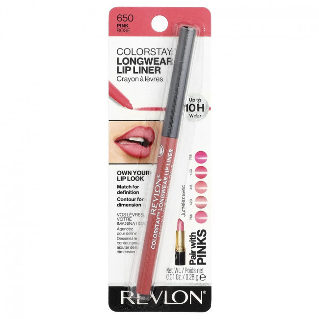 Карандаш для губ Revlon Colorstay™ Longwear Lip Liner, 650 Pink, 0,01 унции (0,28 г)