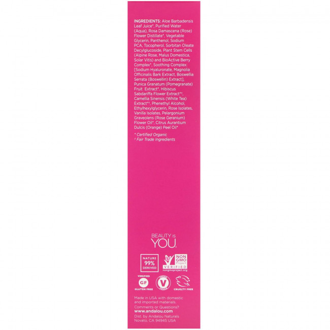 Andalou Naturals, 1000 Roses, Цветочный тоник, Для чувствительной кожи, 178 мл (6 жидк. унций)