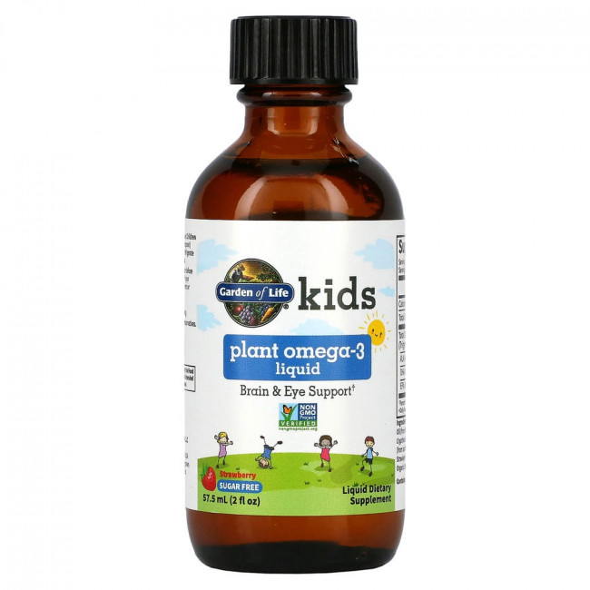 Garden of Life, Kids Plant Omega-3 Liquid, клубника, 57,5 мл (2 жидк. Унции)