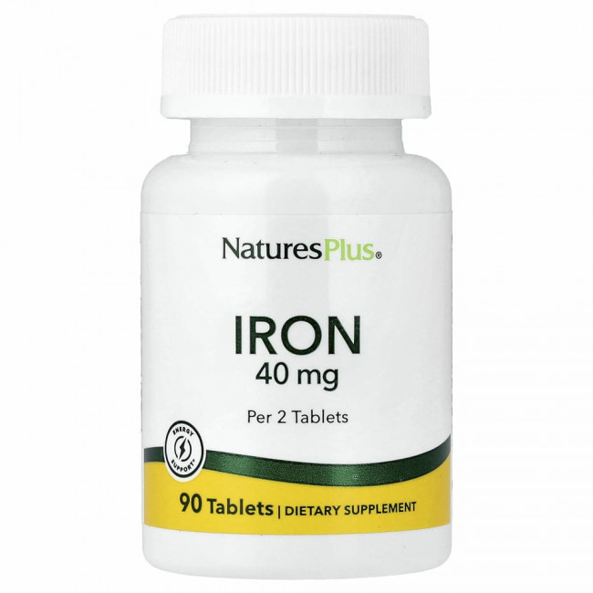 NaturesPlus, Железо, 40 мг, 90 таблеток NaturesPlus, Железо, 40 мг, 90 таблеток