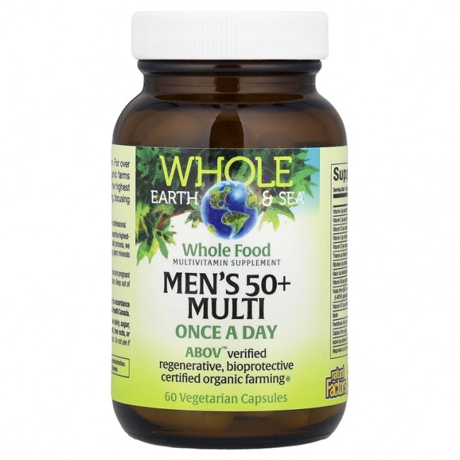 Natural Factors, Whole Earth & Sea®, мультивитамины для мужчин старше 50 лет, 60 вегетарианских капсул Natural Factors, Whole Earth & Sea®, мультивитамины для мужчин старше 50 лет, 60 вегетарианских капсул