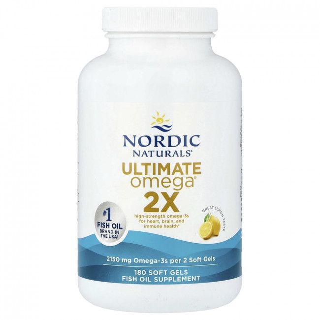 Nordic Naturals, Ultimate Omega® 2X, Great Lemon, 180 мягких капсул (1075 мг на капсулу)