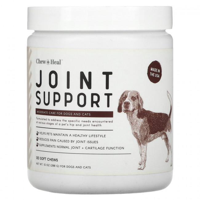 Chew + Heal, Joint Support, для собак и кошек, 120 жевательных таблеток, 288 г (10 унций) Chew + Heal, Joint Support, для собак и кошек, 120 жевательных таблеток, 288 г (10 унций)