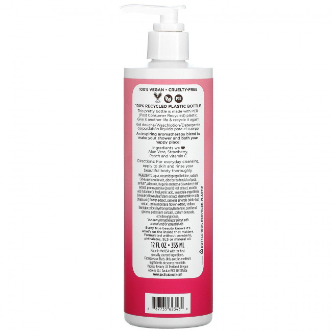 Pacifica, Strawberry Peach, Body Wash, 12 fl oz (355 ml)