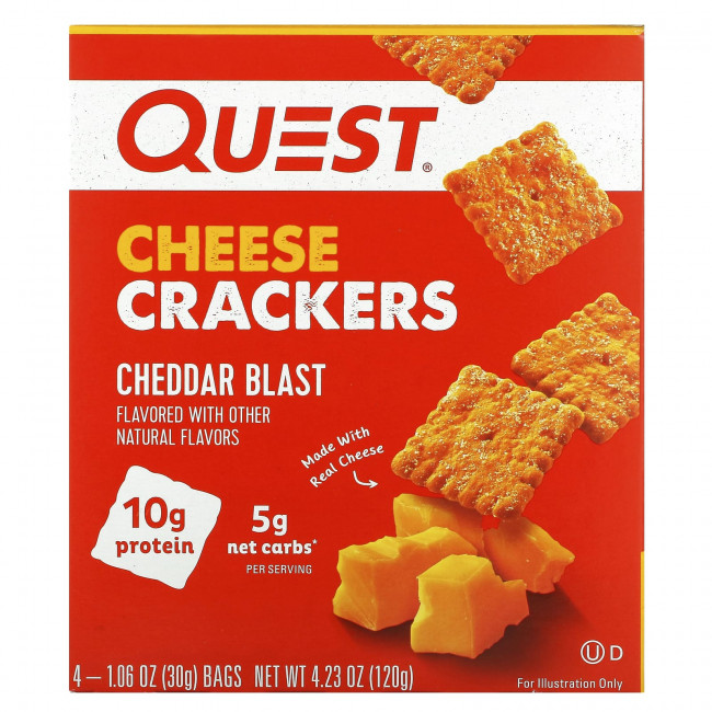 Quest Nutrition, Сырные крекеры, чеддер, 4 пакетика по 30 г (1,06 унции) Quest Nutrition, Сырные крекеры, чеддер, 4 пакетика по 30 г (1,06 унции)