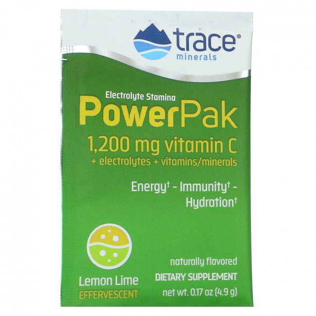 Trace Minerals ®, Electrolyte Stamina PowerPak, Лимонный лайм, 30 пакетов по 0,17 унции (4,9 г) каждый Trace Minerals ®, Electrolyte Stamina PowerPak, Лимонный лайм, 30 пакетов по 0,17 унции (4,9 г) каждый