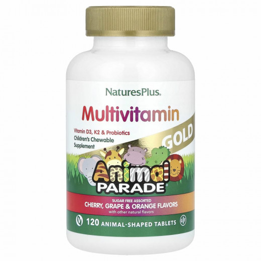 NaturesPlus, Source of Life, Animal Parade Gold, жевательные мультивитамины с микроэлементами для детей, ассорти, 120 таблеток в форме животных &mdash; 