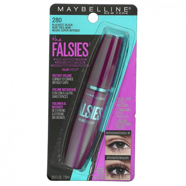 Maybelline, Тушь для ресниц Volum' Express, Falsies, угольно-черный цвет, 7,5 мл Maybelline, Тушь для ресниц Volum' Express, Falsies, угольно-черный цвет, 7,5 мл