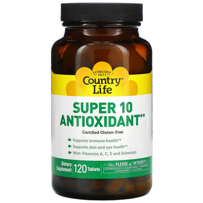 Country Life, Антиоксидант Super 10, 120 таблеток