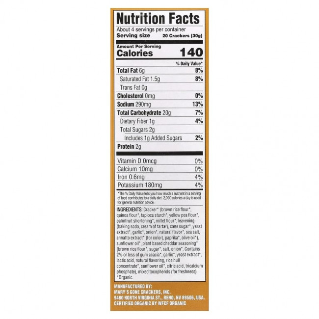 Mary's Gone Crackers, органические крекеры-снеки, со вкусом чеддера, 113 г (4 унции) Mary's Gone Crackers, органические крекеры-снеки, со вкусом чеддера, 113 г (4 унции)