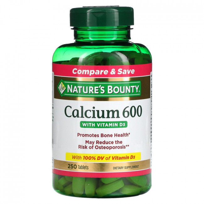 Nature's Bounty, Calcium 600 с витамином D3, 250 таблеток
