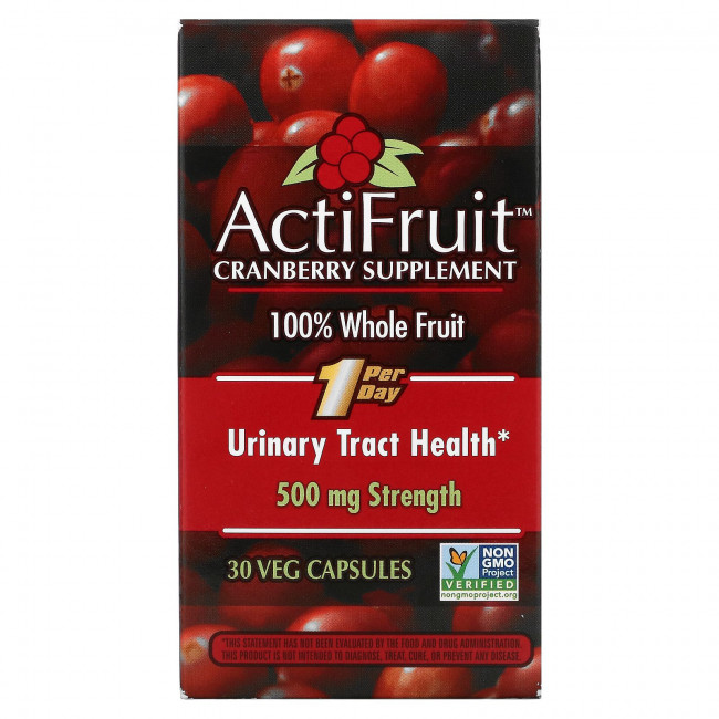 Enzymatic Therapy, Добавка ActiFruit с клюквой, 30 растительных капсул