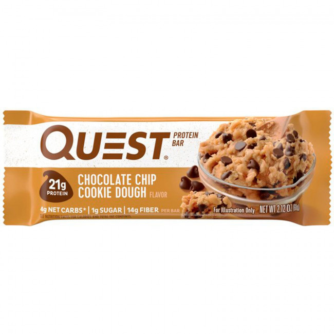 Quest Nutrition, Протеиновый батончик, шоколадная крошка, песочное тесто, 12 штук, 2,12 унц. (60 г) каждый Quest Nutrition, Протеиновый батончик, шоколадная крошка, песочное тесто, 12 штук, 2,12 унц. (60 г) каждый