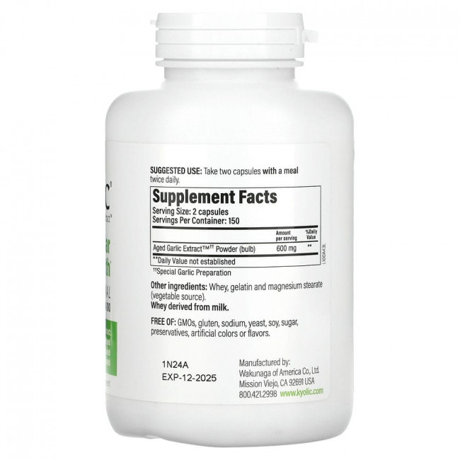 Kyolic, Aged Garlic Extract, выдержанный экстракт чеснока, для сердечно-сосудистой системы, формула 100, 300 капсул