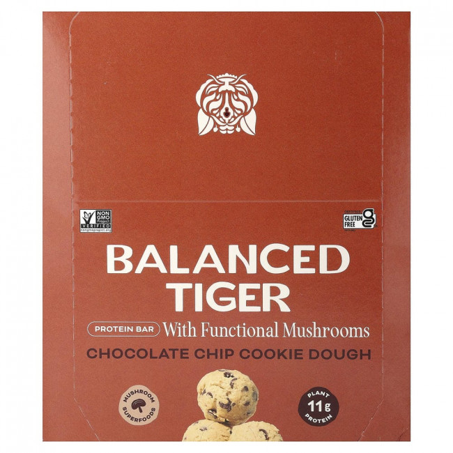 Протеиновый батончик Balanced Tiger со вкусом шоколадного печенья, 12 батончиков по 44 г каждый.