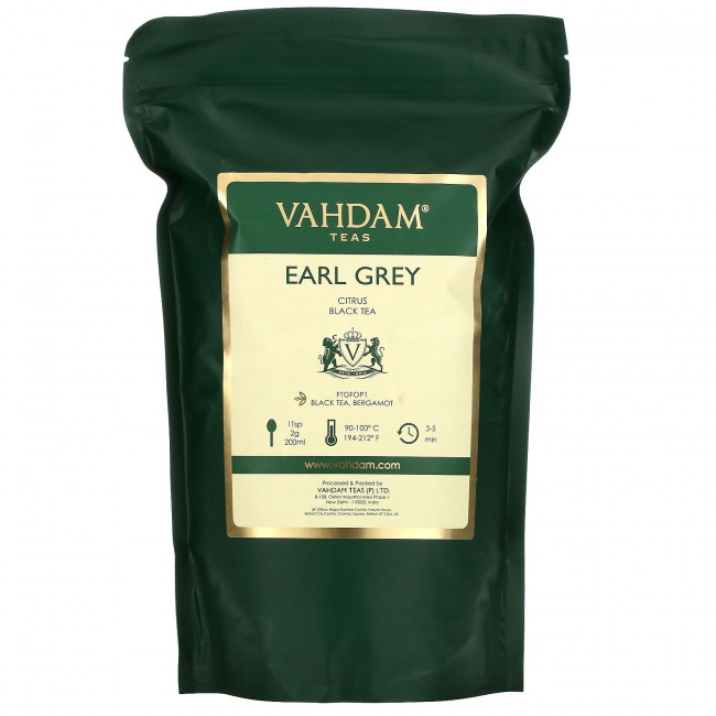 Vahdam Teas, Earl Grey, черный чай с цитрусовым ароматом, 454 г (16,01 унции) Vahdam Teas, Earl Grey, черный чай с цитрусовым ароматом, 454 г (16,01 унции)