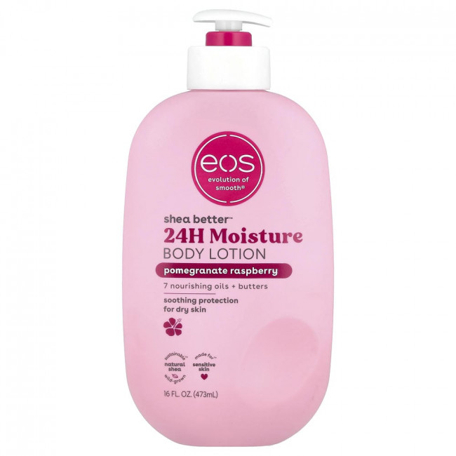 EOS, Shea Better™, 24-часовой увлажняющий лосьон для тела, гранат-малина, 473 мл (16 жидких унций) EOS, Shea Better™, 24-часовой увлажняющий лосьон для тела, гранат-малина, 473 мл (16 жидких унций)