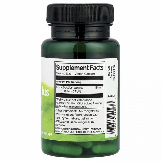 Swanson, Lactobacillus Gasseri, 3 млрд КОЕ, 60 растительных капсул для эмбо Swanson, Lactobacillus Gasseri, 3 млрд КОЕ, 60 растительных капсул для эмбо