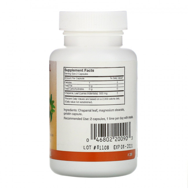 Arizona Natural, чапараль, 250 мг, 90 капсул Arizona Natural, чапараль, 250 мг, 90 капсул