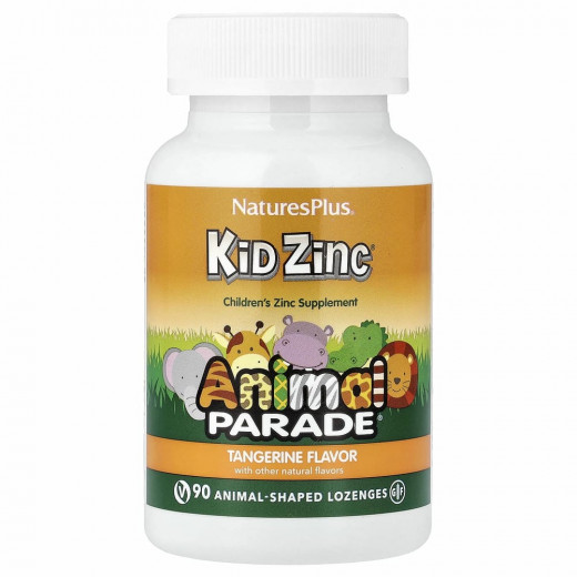 NaturesPlus, Source of Life, Animal Parade, Kid Zinc, пастилки с цинком для детей, натуральный вкус мандарина, 90 пастилок в форме животных &mdash; 