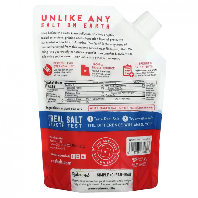 Redmond Trading Company, Real Salt, древняя кошерная морская соль, 454 г (16 унций) Redmond Trading Company, Real Salt, древняя кошерная морская соль, 454 г (16 унций)