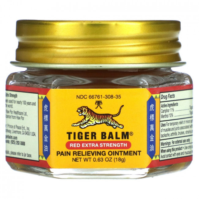 Tiger Balm, Обезболивающая мазь усиленного действия, 18 г (0,63 унции) Tiger Balm, Обезболивающая мазь усиленного действия, 18 г (0,63 унции)