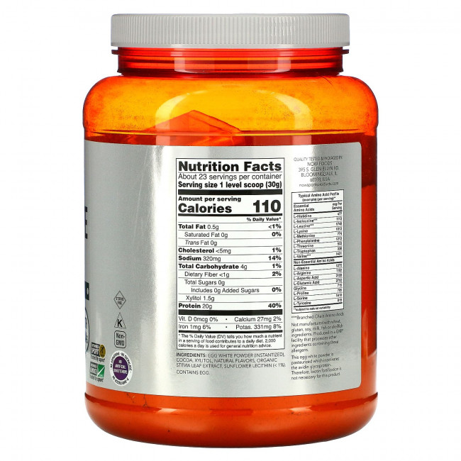 NOW Foods, протеин из яичного белка, сливочный шоколад, 680 г (1,5 фунта) NOW Foods, протеин из яичного белка, сливочный шоколад, 680 г (1,5 фунта)