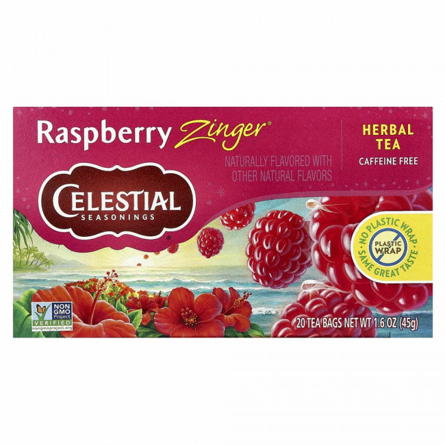 Celestial Seasonings, травяной чай, со вкусом пикантной малины, без кофеина, 20 чайных пакетиков, 45 г (1,6 унции) Celestial Seasonings, травяной чай, со вкусом пикантной малины, без кофеина, 20 чайных пакетиков, 45 г (1,6 унции)
