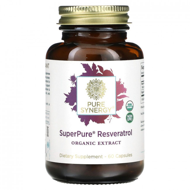 Pure Synergy, Super Pure, ресвератрол, 60 капсул