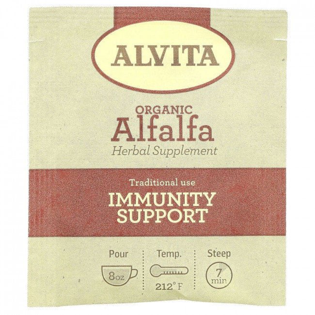 Alvita Teas, Organic Botanical Tea, Alfalfa, Caffeine Free, 16 Individually Wrapped Tea Bags, 0.68 oz (19.28 g)