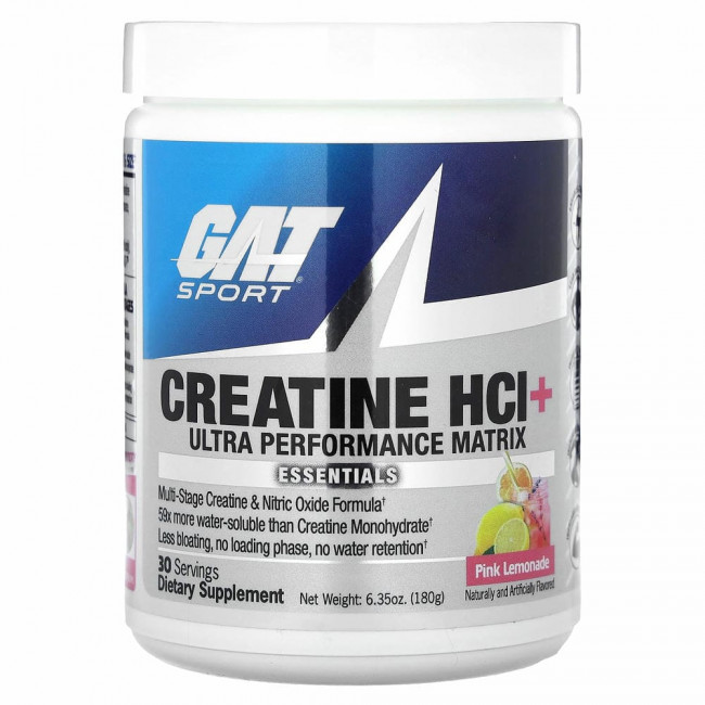 GAT, Sport, гидрохлорид креатина с добавкой Ultra Performance Matrix, розовый лимонад, 180 г (6,35 унции)