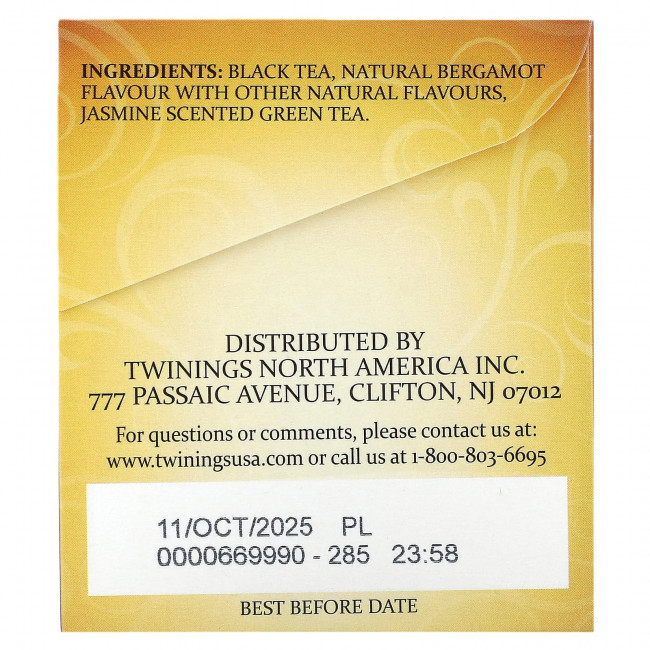 Twinings, Black Tea, Earl Grey, жасмин, 20 отдельных чайных пакетиков, 40 г (1,41 унции) Twinings, Black Tea, Earl Grey, жасмин, 20 отдельных чайных пакетиков, 40 г (1,41 унции)