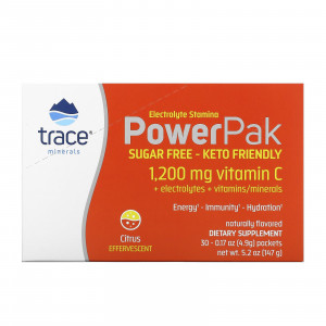 Trace Minerals ®, Electrolyte Stamina PowerPak, без сахара, цитрусовые, 30 пакетиков по 4,9 г (0,17 унции) Trace Minerals ®, Electrolyte Stamina PowerPak, без сахара, цитрусовые, 30 пакетиков по 4,9 г (0,17 унции)