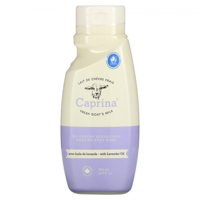 Caprina, Fresh Goat's Milk, Восхитительное средство для душа, масло лаванды, 16,9 жидких унций (500 мл)
