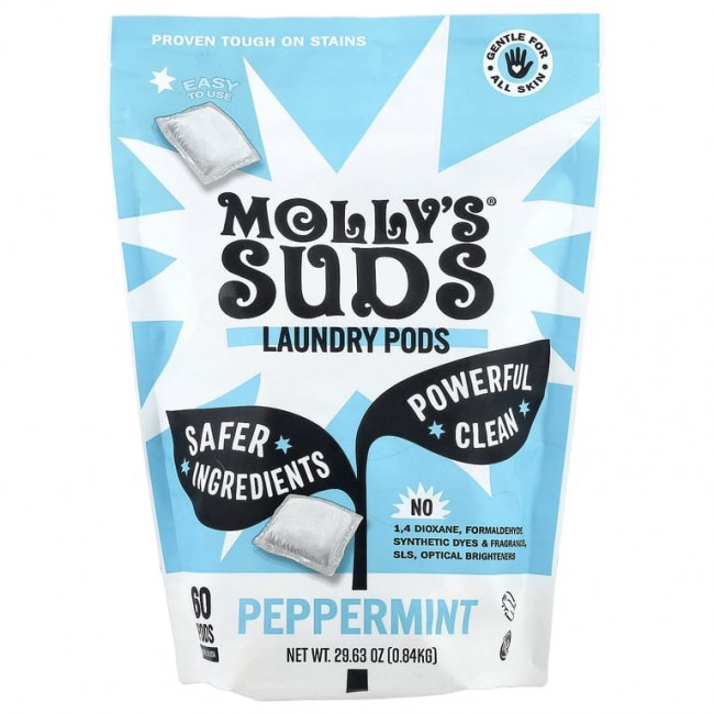 Molly's Suds, капсулы для стирки, с перечной мятой, 60 капсул, 0,84 кг (29,63 унции) Molly's Suds, капсулы для стирки, с перечной мятой, 60 капсул, 0,84 кг (29,63 унции)