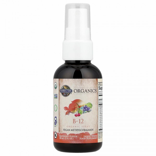 Garden of Life, MyKind Organics, органический спрей с витамином B12, со вкусом малины, 58 мл (2 жидк. унции)