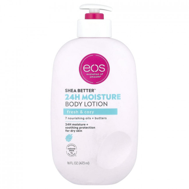 EOS, Shea Better™, 24-часовой увлажняющий лосьон для тела, Fresh & Cozy, 473 мл (16 жидких унций)