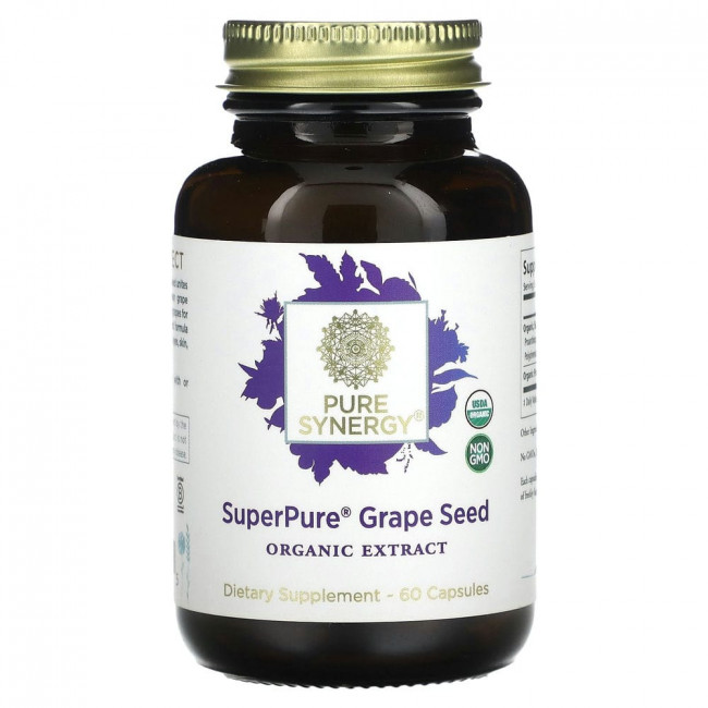 Pure Synergy, Super Pure, виноградные косточки, 60 капсул