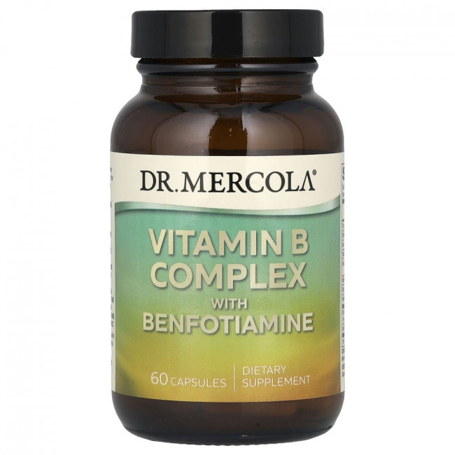 Dr. Mercola, комплекс витаминов группы B с бенфотиамином, 60 капсул