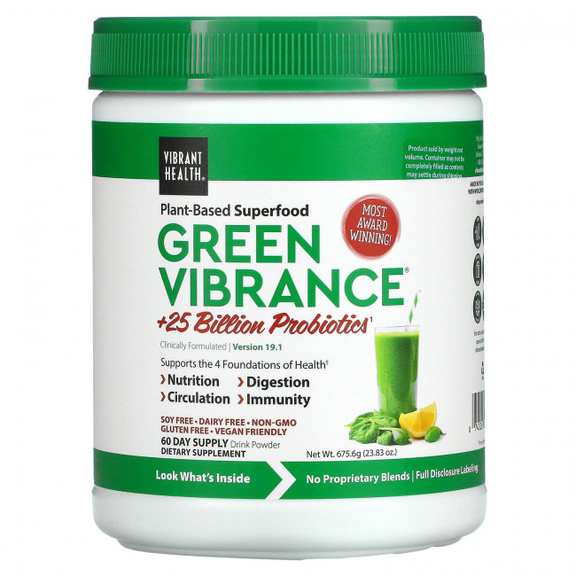 Vibrant Health, Green Vibrance +25 млрд пробиотиков, версия 19.1, 675,6 г (23,83 унции) Vibrant Health, Green Vibrance +25 млрд пробиотиков, версия 19.1, 675,6 г (23,83 унции)