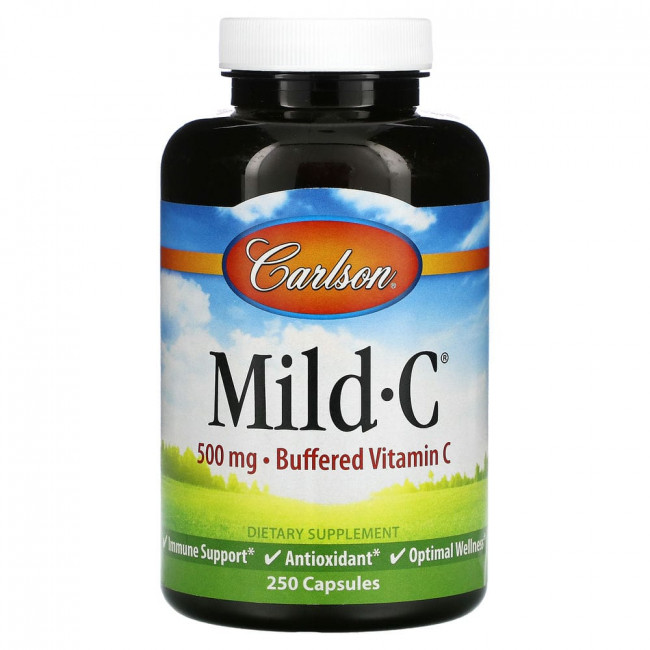 Carlson Labs, Mild-C, витамин C деликатного действия, 500 мг, 250 капсул