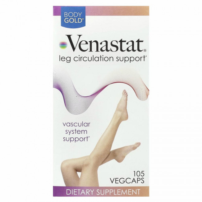 BodyGold, Venastat, средство для здоровья вен ног, 105 капсул