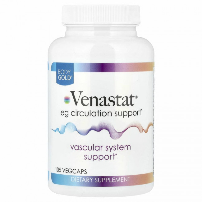 BodyGold, Venastat, средство для здоровья вен ног, 105 капсул